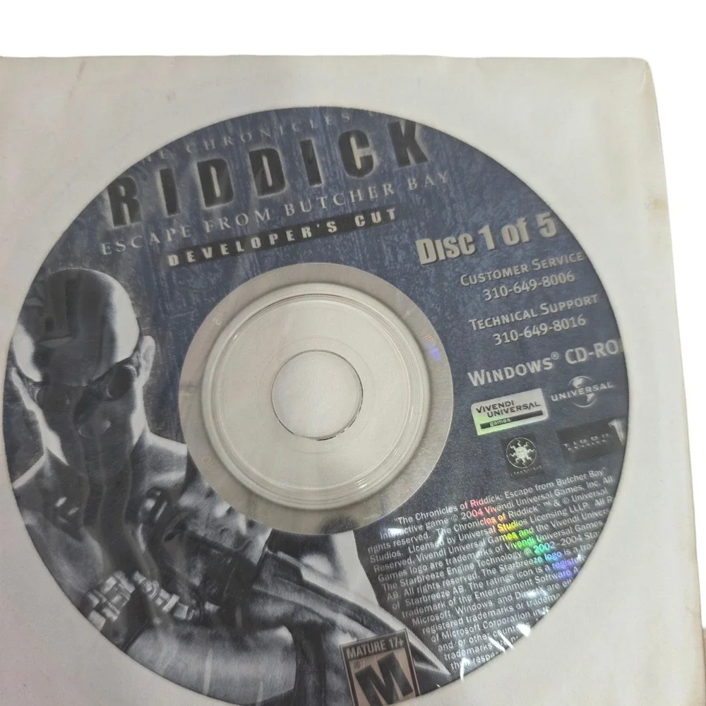 Chronicles of Riddick Escape From Butcher Bay PC 5 Disc Set Developer's Cut